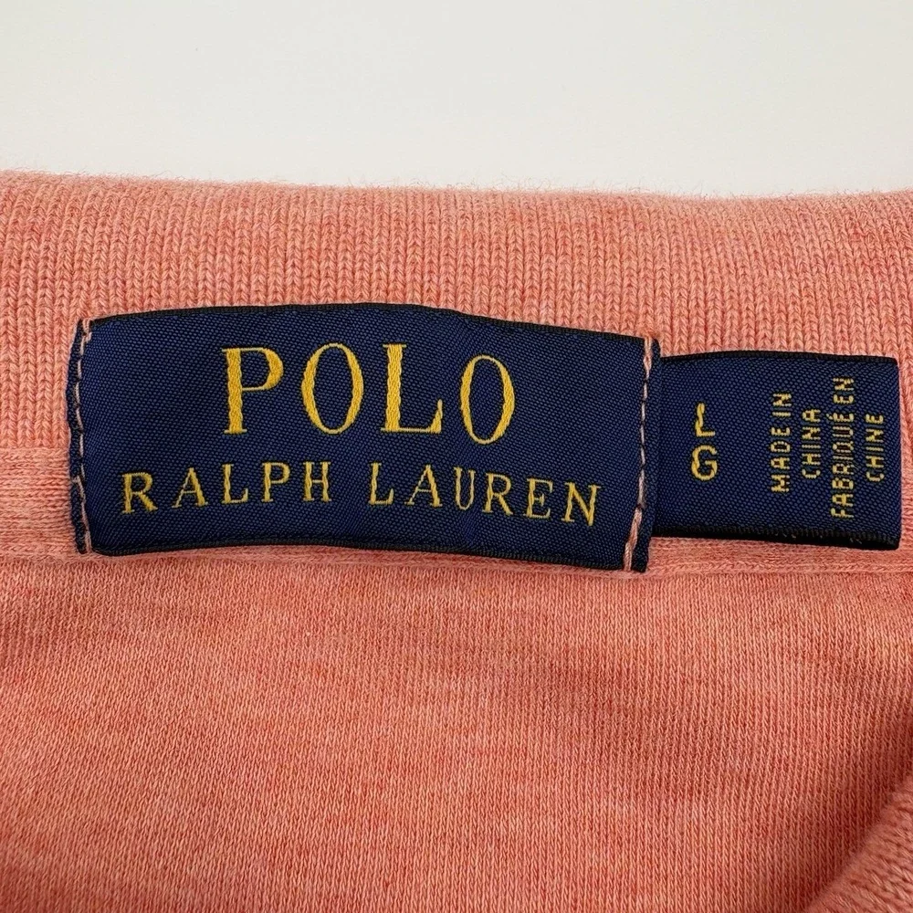 Polo Ralph Lauren Men's Large Orange Heathered Short Sleeve Polo Shirt Cotton